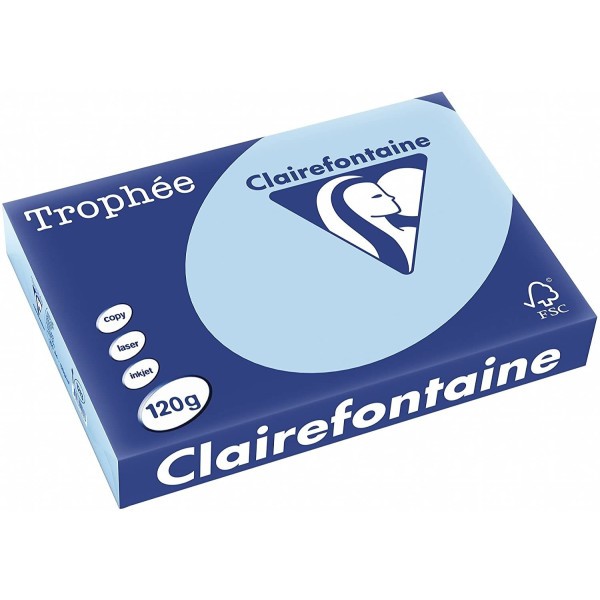 250 Feuilles A4 - 120G - Couleurs Pastels - Bleu vif - Trophée Clairefontaine - Photo n°1