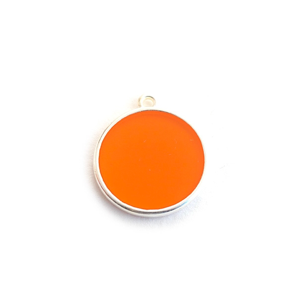 Pendentif ronde vitrail 19 mm orange - Photo n°1