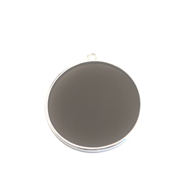 Pendentif ronde vitrail 30 mm gris - Photo n°1