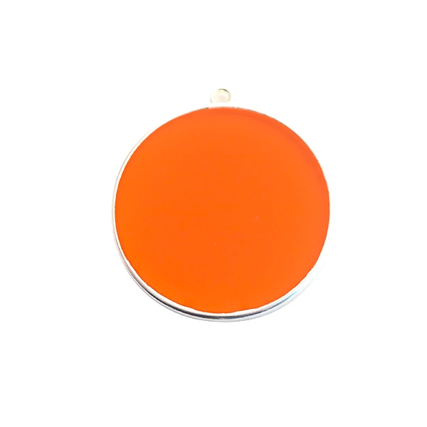 Pendentif ronde vitrail 30 mm orange - Photo n°1