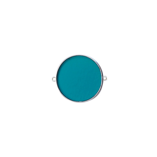 Connecteur rond vitrail 12 mm turquoise - Photo n°1