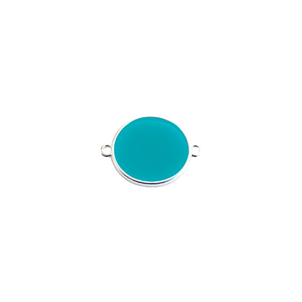 Connecteur rond vitrail 19 mm turquoise - Photo n°1