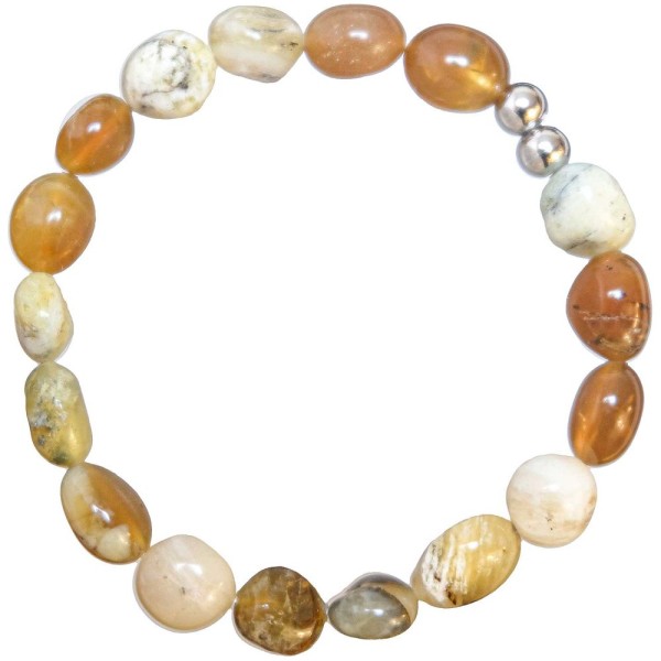 Bracelet en opale jaune - Perles roulées 8 à 12 mm. - Photo n°1