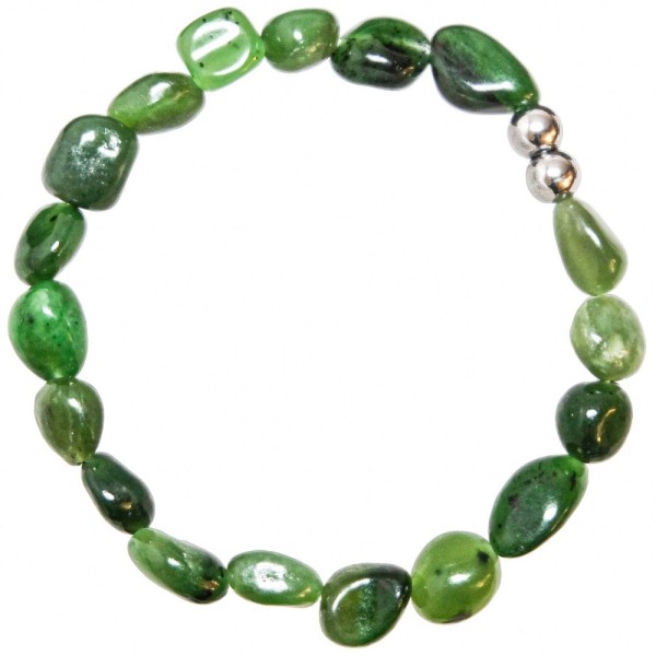 Bracelet en jaspe vert - Perles roulées 8 à 12 mm. - Photo n°1