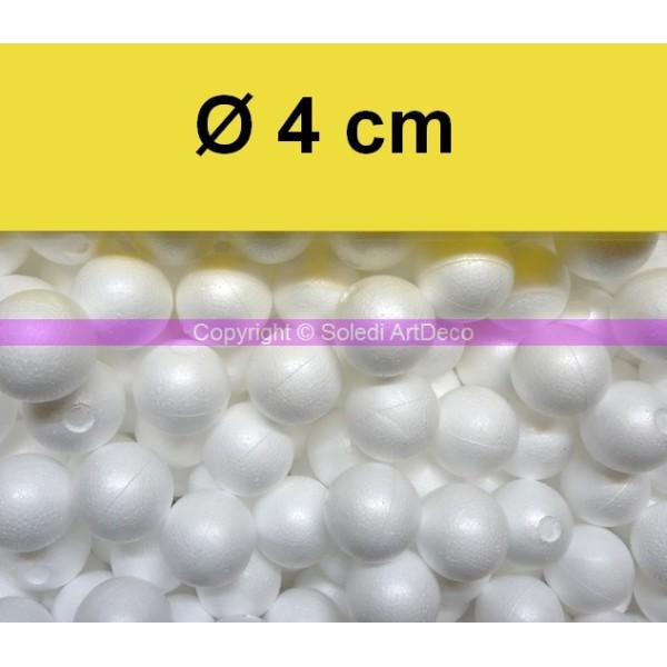 1000 petites boules polystyrène diam. 4 cm/40 mm, Sphères Styropor blanc densité pro - Photo n°2