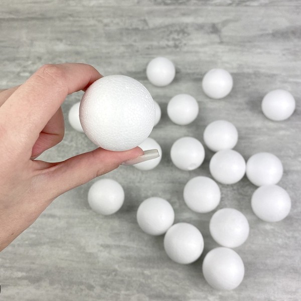 1000 petites boules polystyrène diam. 4 cm/40 mm, Sphères Styropor blanc densité pro - Photo n°3