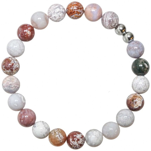 Bracelet en jaspe océan - Perles rondes 8 mm. - Photo n°1