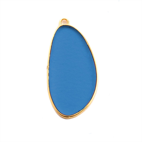 Pendentif oval vitrail 45 mm bleu jean's - Photo n°1