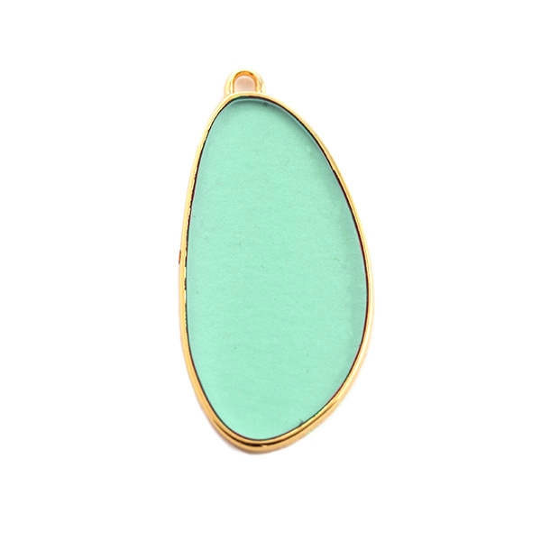 Pendentif oval vitrail 45 mm turquoise clair - Photo n°1