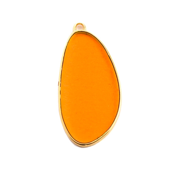 Pendentif oval vitrail 45 mm orange - Photo n°1