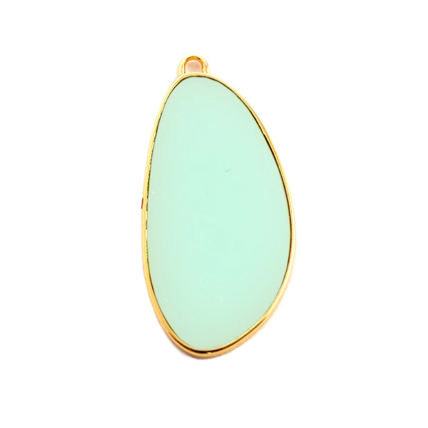 Pendentif oval vitrail 35 mm turquoise clair - Photo n°1