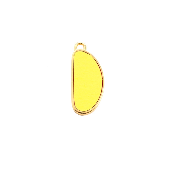 Pendentif demi-cercle vitrail 12x28 mm jaune - Photo n°1