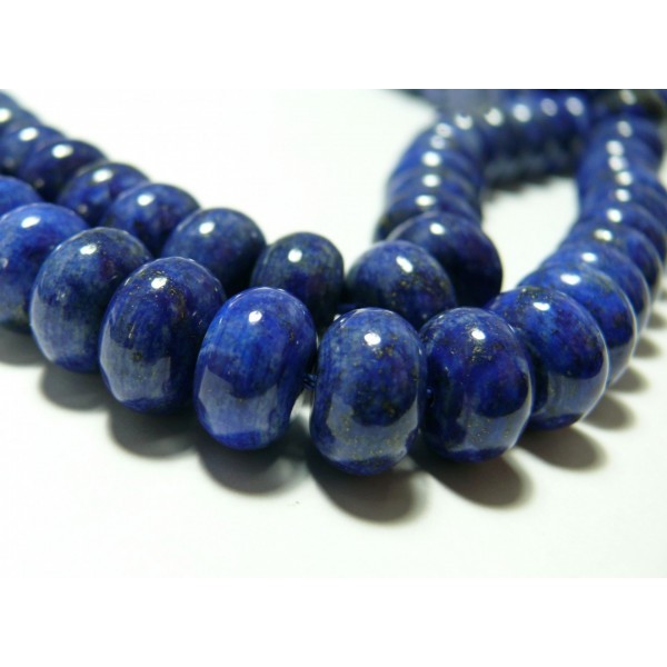 2 perles de lapis lazuli grade A rondelle 8 par 12mm - Photo n°1