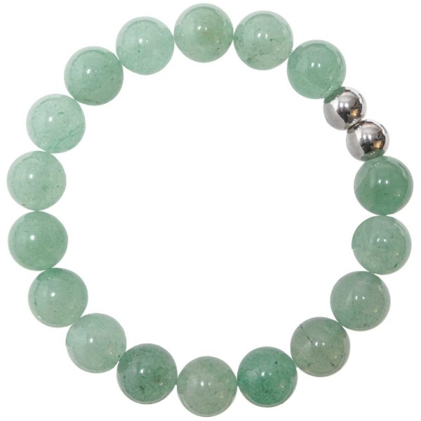 Bracelet en aventurine verte - Perles rondes 10 mm. - Photo n°1