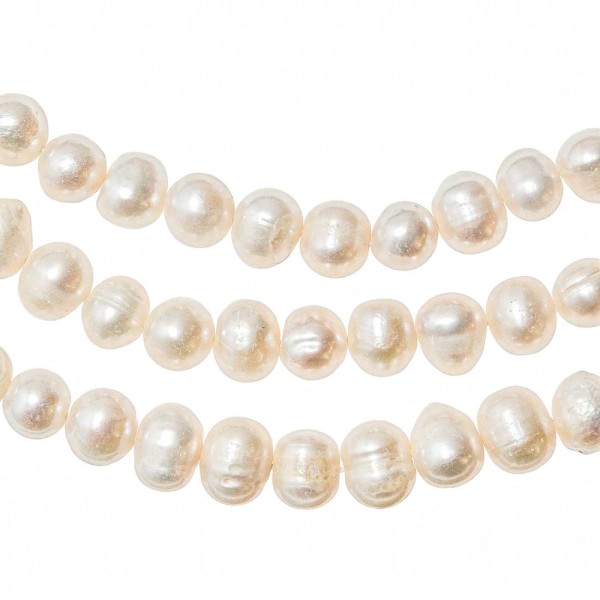 Bracelet en perles de culture forme pomme de terre - Blanc crème - 8 mm. - Photo n°3