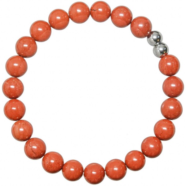 Bracelet en jaspe rouge - Perles rondes 8 mm. - Photo n°1