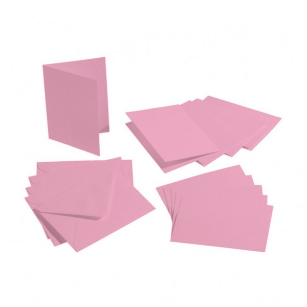Lot 20 Cartes double rectangulaires Rose clair feuilles intercalaires et enveloppes, Format A6, 10,5 - Photo n°1