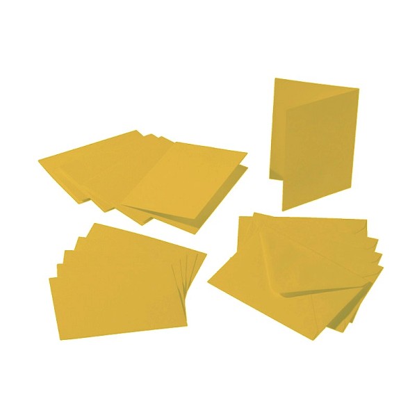 Lot 20 Cartes double rectangulaires Jaune Doré, feuilles intercalaires et enveloppes, Format A6, 10, - Photo n°1