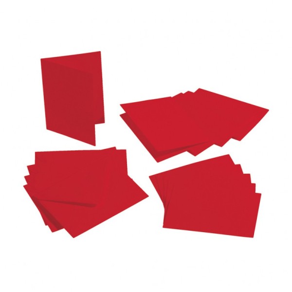15 Cartes double rectangulaires Rouge vif, feuilles intercalaires et enveloppes, Format A6, 10,5 cm - Photo n°1