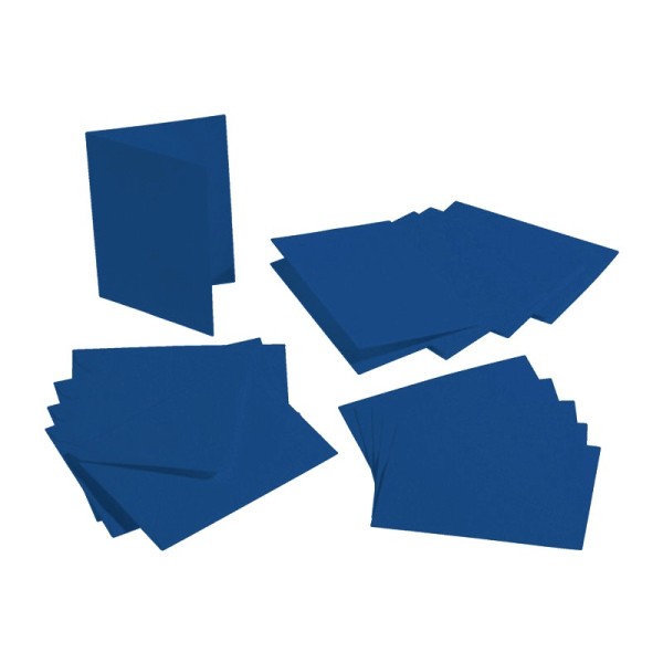 Lot 20 Cartes double rectangulaires Bleu royal, feuilles intercalaires et enveloppes, Format A6, 10, - Photo n°1