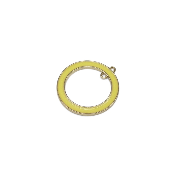 Pendentif disque vide doré 30 mm émaillé jaune - Photo n°1
