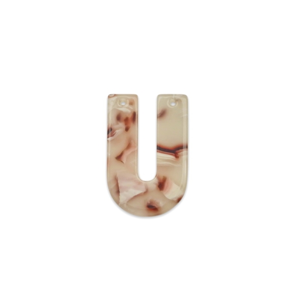 Pendentif forme U 34x23 mm nude taches rose blanc - Photo n°1
