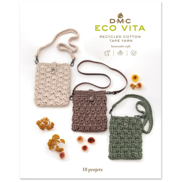 Livre DMC Eco Vita Tape Yarn - Tricot et Crochet - 10 projets - Sacs et pochettes - Photo n°1