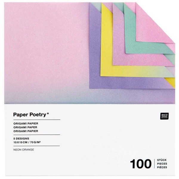 Papier origami - Duo Color - Blurry Gradient - 15 x 15 cm - 100 feuilles - Photo n°1