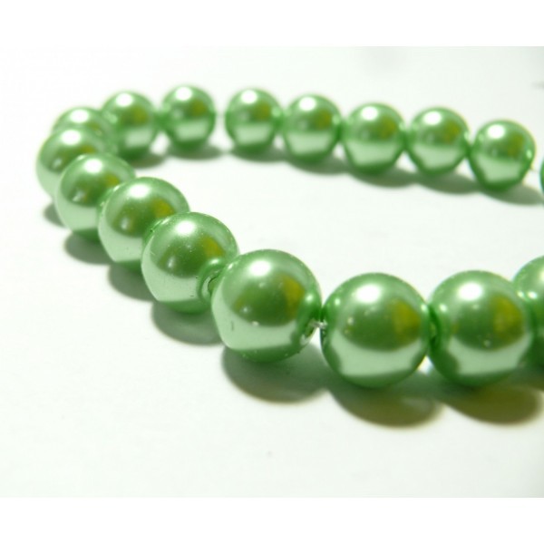 15 perles de verre nacre vert pistache foncé 4mm ref RB4-24 - Photo n°1
