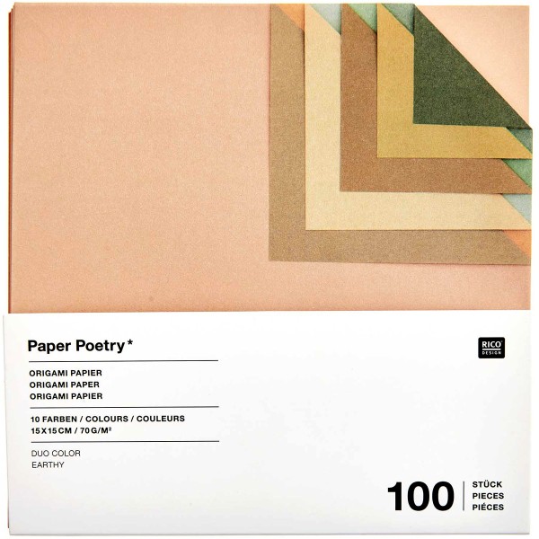 Papier origami - Duo Color - Earthy - 15 x 15 cm - 100 feuilles - Photo n°1