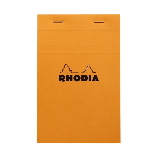 RHODIA - Bloc agrafé No. 14, 110 x 170 mm, quadrillé 5x5 - Orange - Par 3 - Photo n°1