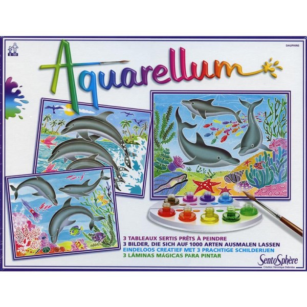 Aquarellum Grand Format - Dauphins - 3 tableaux - Photo n°2