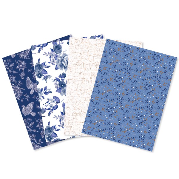 Papier Décopatch - Mix & Patch - Nuances de bleu - 30 x 40 cm - 4 feuilles - Photo n°2