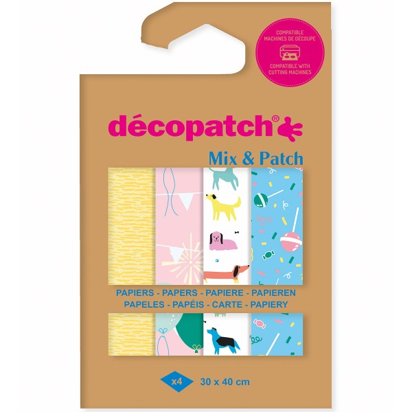 Papier Décopatch - Mix & Patch - Anniversaire enfant - 30 x 40 cm - 4 feuilles - Photo n°1