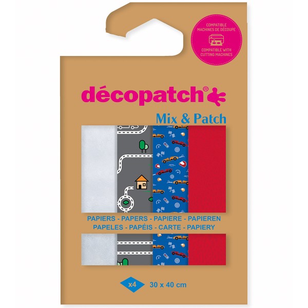 Papier Décopatch - Mix & Patch - Voitures - 30 x 40 cm - 4 feuilles - Photo n°1