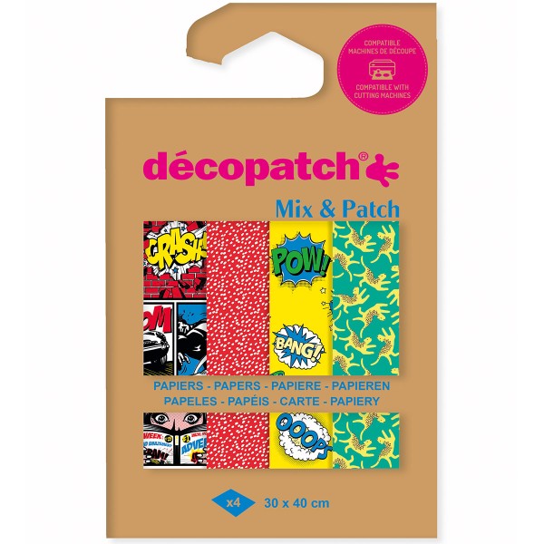 Papier Décopatch - Mix & Patch - Super-héros - 30 x 40 cm - 4 feuilles - Photo n°1