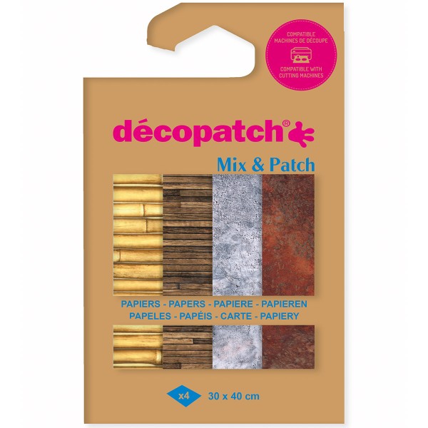 Papier Décopatch - Mix & Patch - Matières - 30 x 40 cm - 4 feuilles - Photo n°1