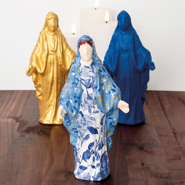 Vierge Marie en papier mâché - 12 x 5.5 x 22.5 cm - Photo n°2