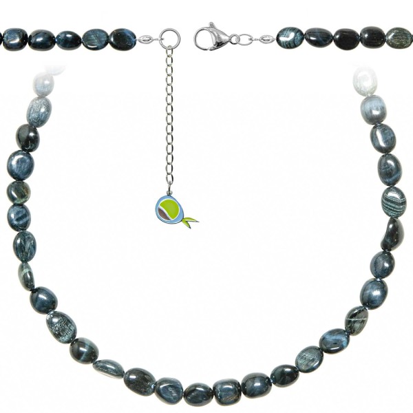 Collier en oeil de faucon - Perles pierres roulées 7 à 10 mm - 60 cm. - Photo n°1