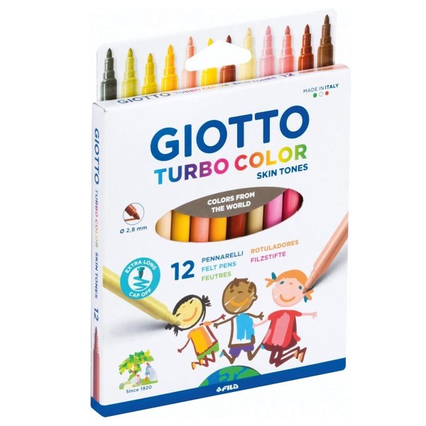 Feutres Giotto - Turbo Color - Couleurs chair - 2,8 mm - 12 pcs - Photo n°1