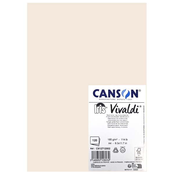 Papier cartonné Canson - Iris Vivaldi - Coloris pastel - A4 - 185g/m² - 120 feuilles - Photo n°1
