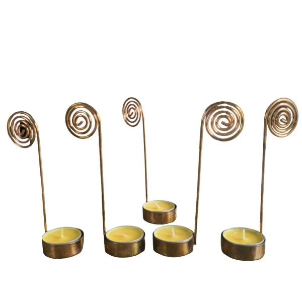 Lot 10 Porte-bougies en métal Doré, Bout en spirale, diam. de la base 4 cm x hauteur 15 cm, pour bou - Photo n°1