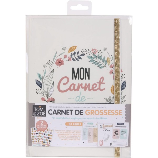 Carnet de grossesse - Future maman - 22x16 cm - Stickers inclus - Idées cadeaux - Photo n°1