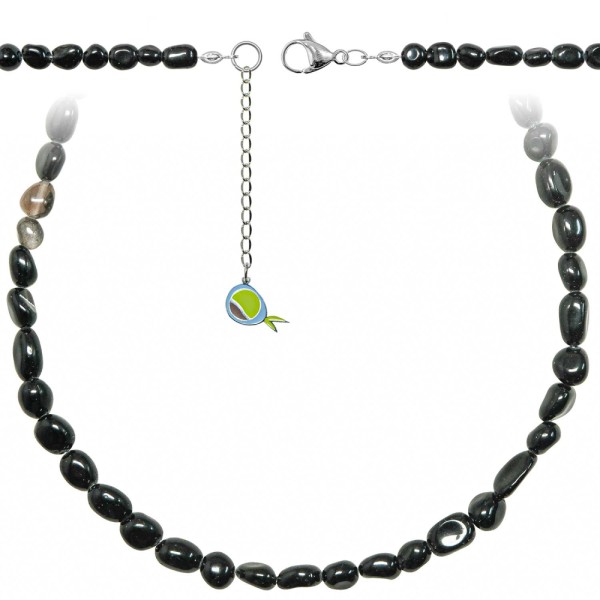 Collier en obsidienne noire - Perles roulées 7 à 10 mm - 90 cm. - Photo n°2