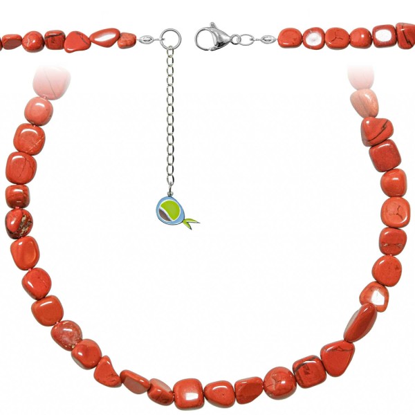 Collier en jaspe rouge - Perles roulées 7 à 10 mm - 60 cm. - Photo n°1