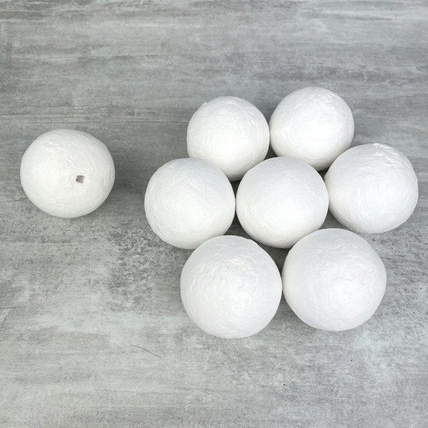 25 Boules de 4 cm en ouate de cellulose, Billes blanches en coton compressé de 40mm avec trou - Photo n°1