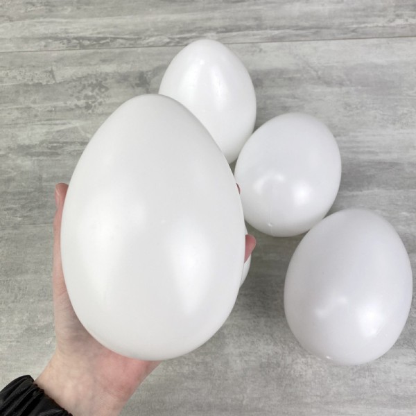 Grand Oeuf en plastique blanc, haut. 14 cm, avec trou de suspension, non séparable, à décorer Pâques - Photo n°1