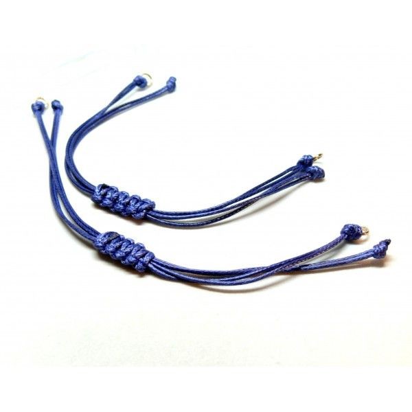 H11T01003G PAX 4 Bracelets Réglable en Corde Bleu Nuit 0.8 mm - anneaux Doré - Photo n°1