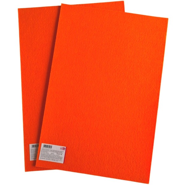 2 Coupons de feutrine pour décoration, Orange 30 x 45 cm x 2 mm, 350 g/m², Feutre 100% polyester - Photo n°1
