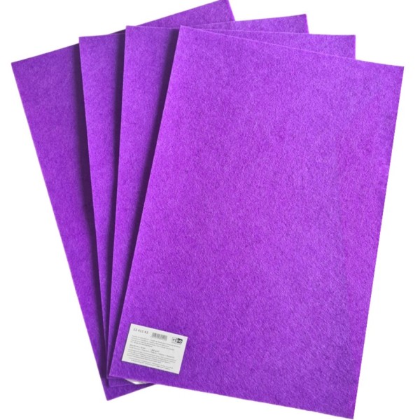 4 Coupons de feutrine pour décoration, Violet, 30 x 45 cm x 2 mm, ~350 g/m², Feutre 100% polyester - Photo n°1